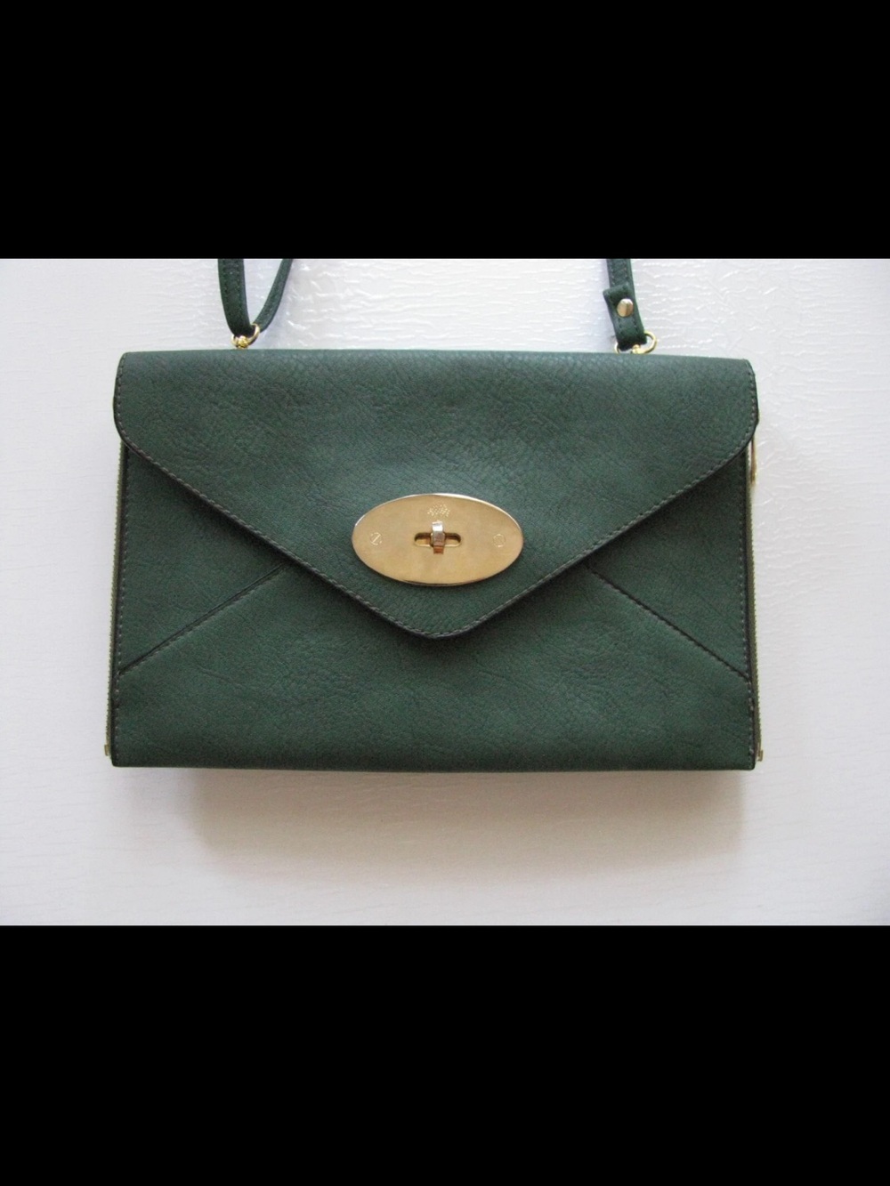 Mulberry Dark Green Envelope Crossbody with Gold Hardware